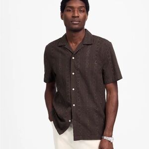 Madewell soft charcoal Camp-Collar Short-Sleeve Shirt in Embroidered Cotton